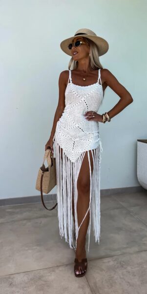 Pletené šaty / tunika Lagos biele